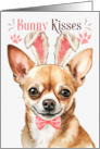 Easter Bunny Kisses Tan Chihuahua Dog in Bunny Ears card