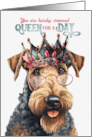 Birthday Airedale Terrier Dog Funny Queen for a Day card