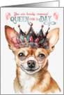 Birthday Smiling Chihuahua Dog Funny Queen for a Day card