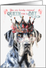 Birthday Great Dane Dog Funny Queen for a Day card