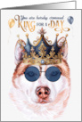 Birthday Red Husky Dog Funny King for a Day card