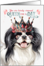 Birthday Japanese Chin Dog Funny Queen for a Day card