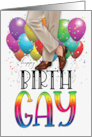 Happy Birth GAY Mens Legs in Loafers with Rainbow Colors card