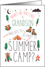 Grandson Funny Summer Camp Orange Green and Brown card