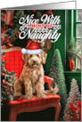 Goldendoodle Christmas Dog Nice with a Hint of Naughty card