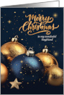 for Boyfriend Christmas Navy Blue and Golden Colored Ornaments card