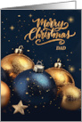 for Dad Christmas Navy Blue and Gold Ornaments card