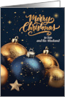 for Son and Husband Christmas Navy Blue and Gold Ornaments card