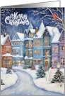 Christmas Village Winter Pines and Cardinal Bird card