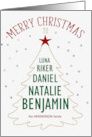 Christmas Tree Names TO Golden Colored Stars Custom card