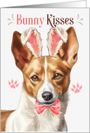 Easter Bunny Kisses Podengo Dog in Bunny Ears card