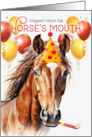 Bay Sorrel Funny Birthday Horse Red and Yellow Balloons card
