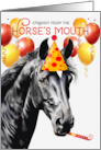 Black Star Funny Birthday Horse Red and Yellow Balloons card