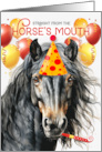 Black Gray and Brown Funny Birthday Horse Red and Yellow Balloons card