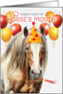 Chestnut Draft Horse Funny Birthday Red and Yellow Balloons card