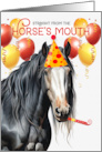 Gypsy Vanner Piebald Horse Funny Birthday Red and Yellow Balloons card