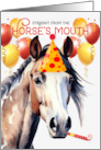 Spotted Paint Horse Funny Birthday Red and Yellow Balloons card