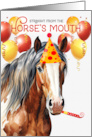 Chestnut Paint Horse Funny Birthday Red and Yellow Balloons card