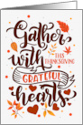 Thanksgiving Grateful Hearts Autumn Leaf Typography card