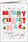 for Granddaughter Merry Christmas Decorated Lettering card