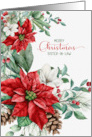 Sister in Law Christmas Poinsettias Pines Elegant Simplicity card