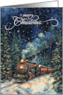 Christmas Train All Aboard Wintry Night card