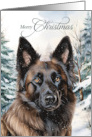 Belgian Tervuren Shepherd Dog Merry Christmas Woodland Forest card