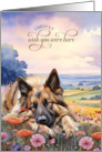 Missing You Belgian Tervuren Shepherd Dog in a Field of Wildflowers card