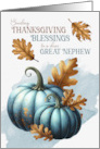 Great Nephew Thanksgiving Blessings Blue Pumpkins Autumn Leaves card