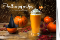 Aunt and Uncle Halloween Wishes for a Latte of Delicious Fun card