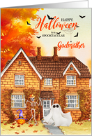 for Godmother Halloween Home with Ghost and Skeleton card