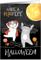 PURRfect Halloween Two Dancing Kitties Trick or Treating card