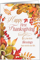 1st Thanksgiving Blessings Autumn Leaves Acorns and Berries card