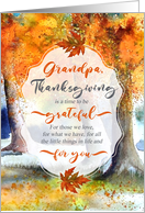 Grandpa Thanksgiving Autumn Watercolor Grateful for You card