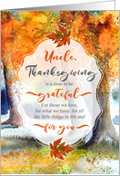 Uncle Thanksgiving Autumn Watercolor Grateful for You card