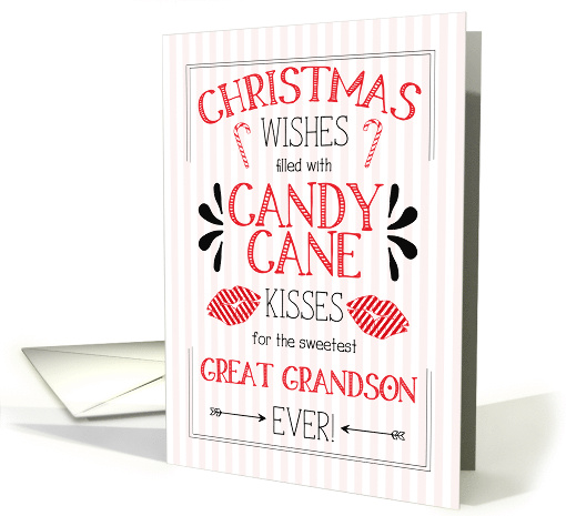 Great Grandson Candy Cane Kisses Christmas Wishes card (1740376)