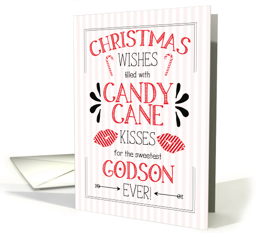 for Young Godson Candy Cane Kisses Christmas Wishes card (1740626)