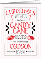 for Young Godson Candy Cane Kisses Christmas Wishes card