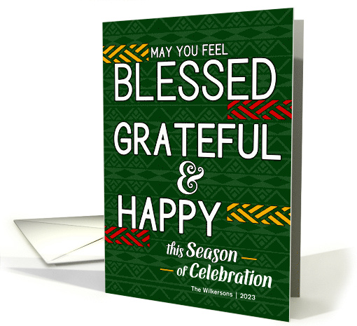 Blessed Grateful and Happy Tribal Holiday Custom Name card (1741840)