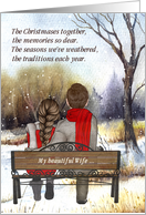 for Wife on Christmas Young Caucasian Couple Country Snow card