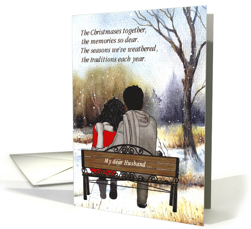for Husband on Christmas African American Couple Country Snow card