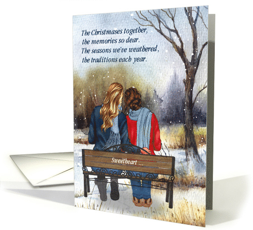 Life Partner Christmas Caucasian Lesbian Couple Winter Snow card