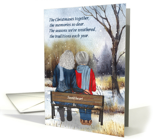 Life Partner Christmas Senior Lesbian Couple Winter Snow card