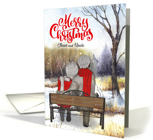 for Aunt and Uncle Gray Haired African American Couple Christmas card