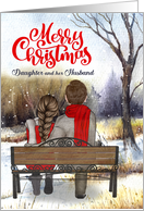Daughter and Husband Christmas Couple Winter Bench card