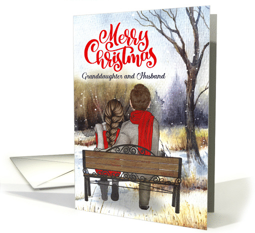 Granddaugther and Husband Christmas Couple Winter Bench card (1743452)