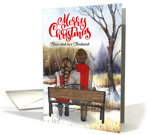 Niece and Husband Christmas Couple Winter Bench card (1743732)