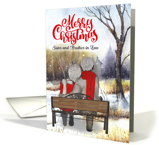 Sister and Husband Christmas Black Senior Couple Winter Bench card