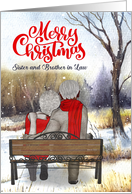 Sister and Husband Christmas Black Senior Couple Winter Bench card