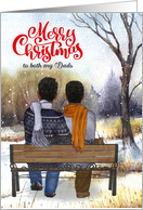 for Two Dads Christmas Young Gay Black Couple Winter Bench card